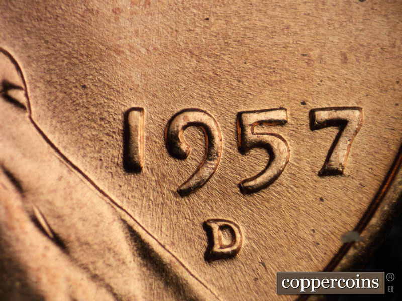 Die-stage C marker on 1957D•1MM•081 (1957 Repunched Mint Mark).