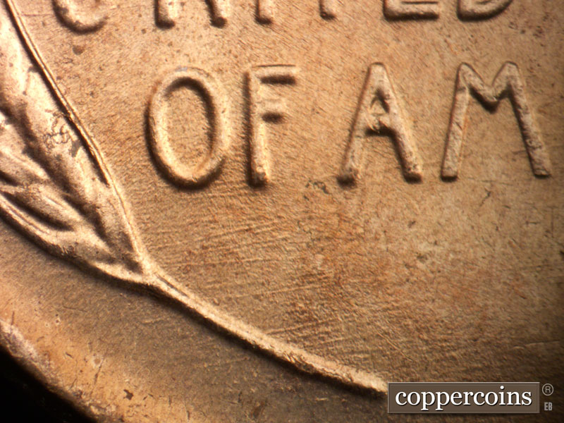 Die-stage A marker on 1957D•1MM•087 (1957 Repunched Mint Mark).