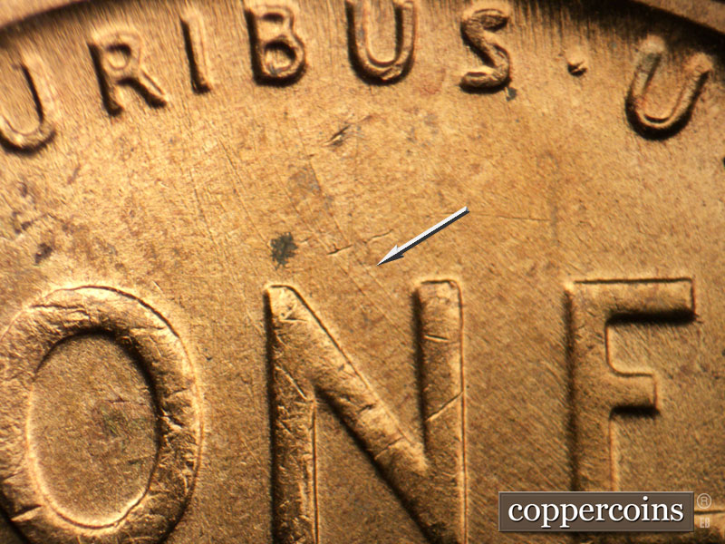 Die-stage B marker on 1957D•1MM•088 (1957 Repunched Mint Mark).
