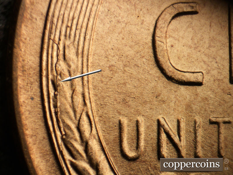 Die-stage C marker on 1957D•1MM•091 (1957 Repunched Mint Mark).