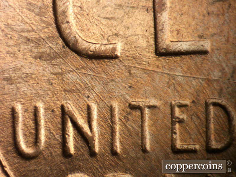 Die-stage B marker on 1957D•1MM•097 (1957 Repunched Mint Mark).