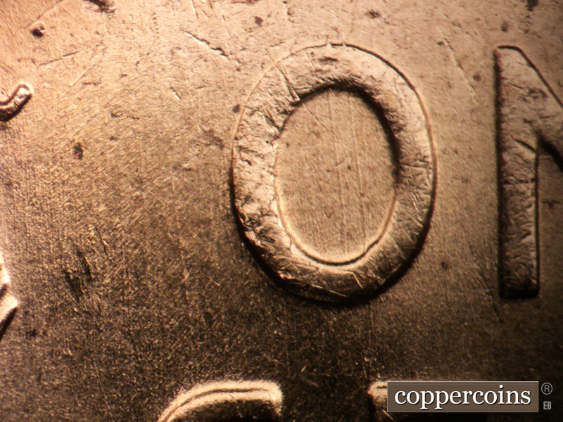 Die-stage A marker on 1957D•1MM•101 (1957 Repunched Mint Mark).