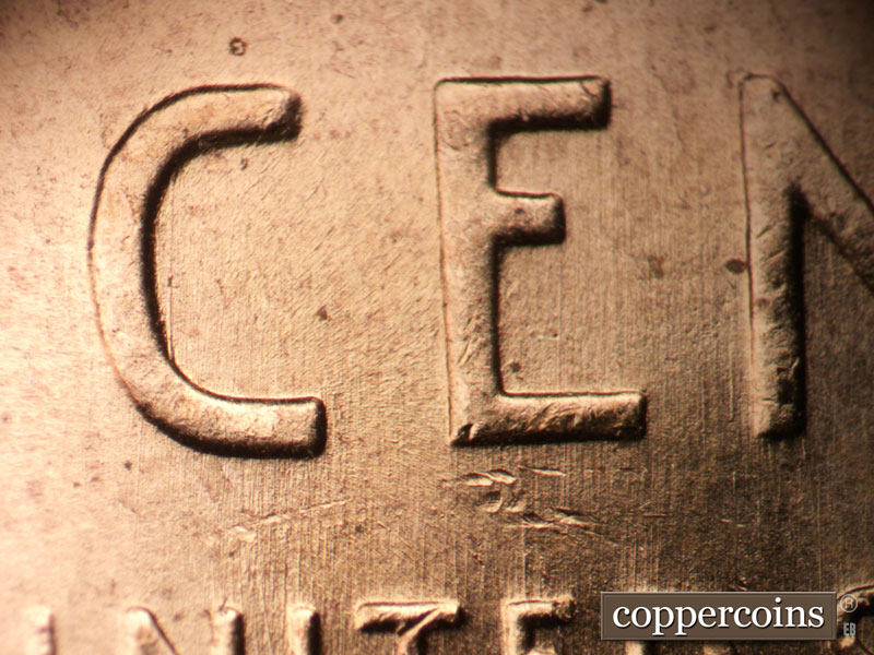 Die-stage A marker on 1957D•1MM•101 (1957 Repunched Mint Mark).