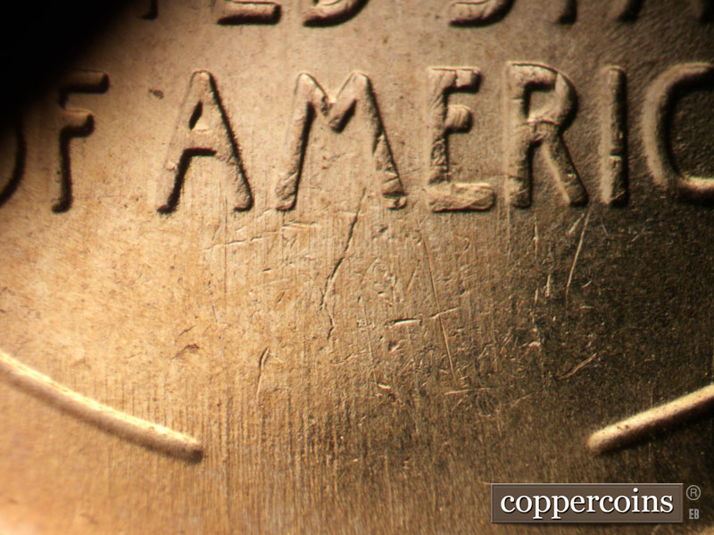 Die-stage C marker on 1957D•1MM•102 (1957 Repunched Mint Mark).