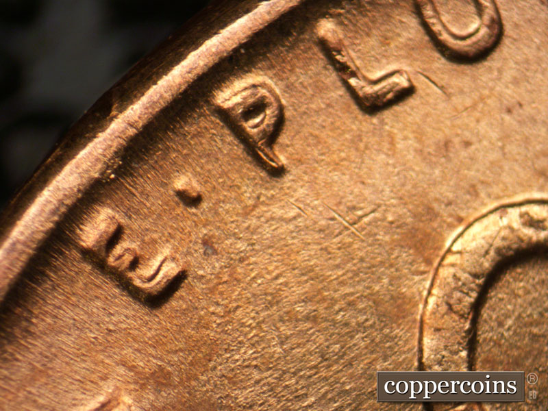 1957 Lincoln cent obverse, CopperCoins die 1957P•1DR•002.