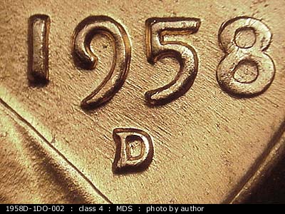 Die-stage B marker on 1958D•1DO•002 (1958 Doubled Die Obverse).