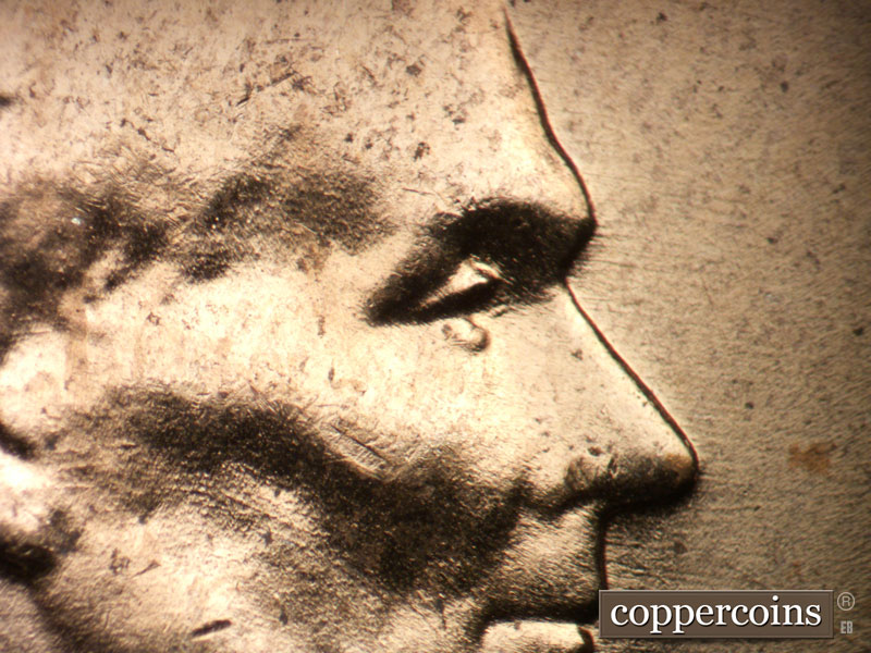 1958 Lincoln cent obverse, CopperCoins die 1958D•1DO•003.