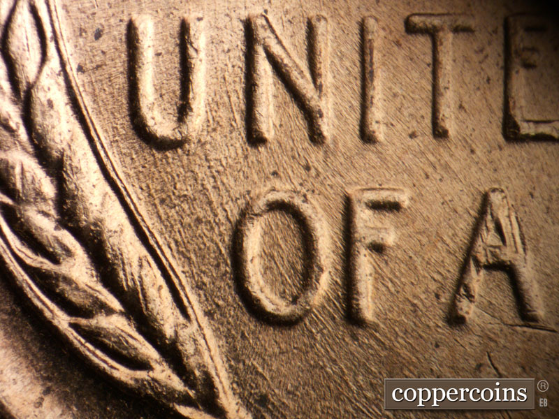 Die-stage B marker on 1958D•1DO•003 (1958 Doubled Die Obverse).