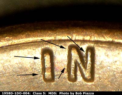 1958 Lincoln cent obverse, CopperCoins die 1958D•1DO•004.