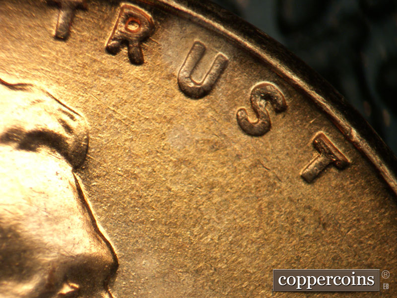 Die-stage B marker on 1958D•1DO•010 (1958 Doubled Die Obverse).