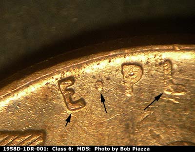 1958 Lincoln cent obverse, CopperCoins die 1958D•1DR•001.