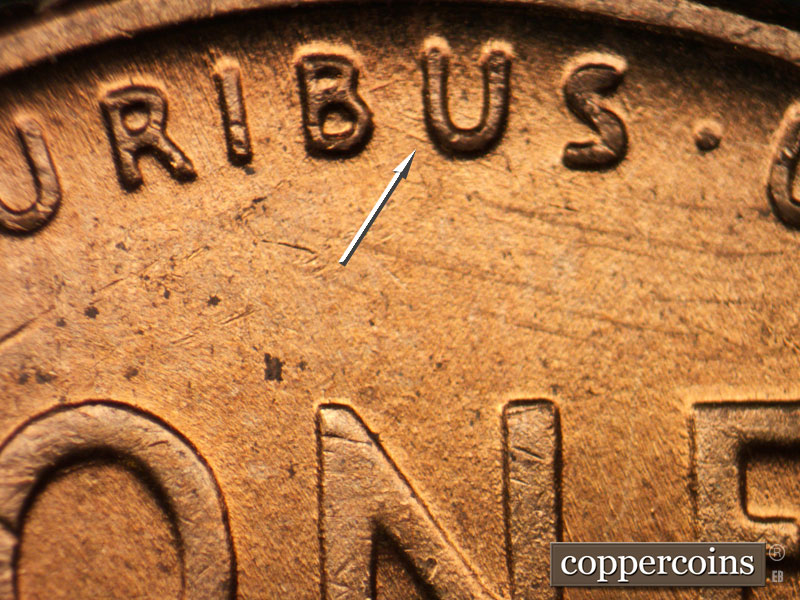 Die-stage B marker on 1958D•1MM•001 (1958 Repunched Mint Mark).