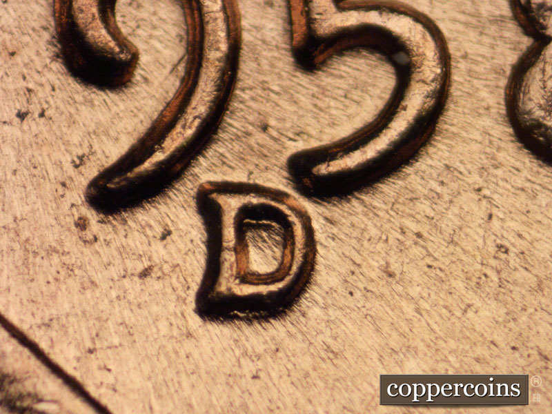 1958 Lincoln cent obverse, CopperCoins die 1958D•1MM•004.