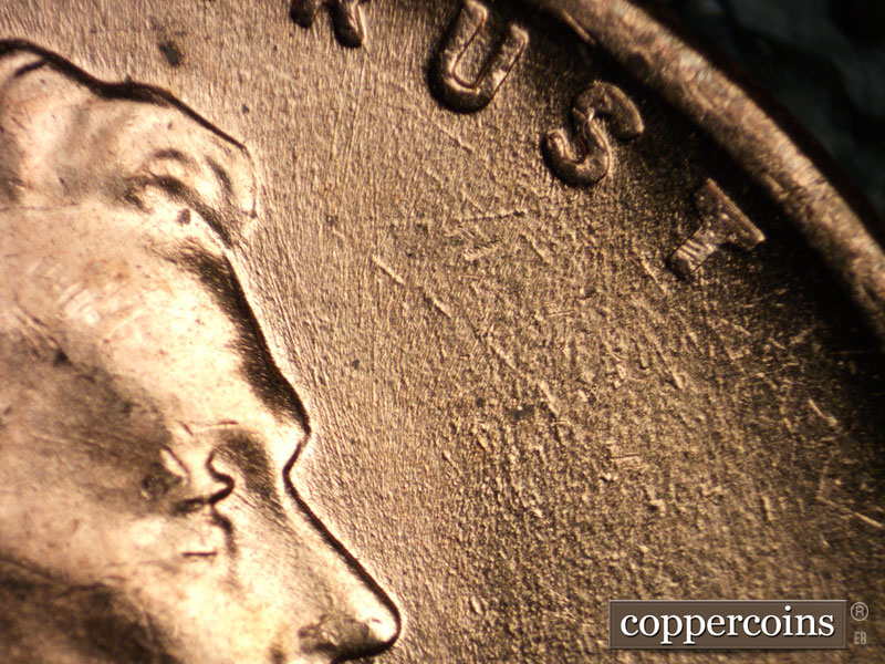 Die-stage B marker on 1958D•1MM•004 (1958 Repunched Mint Mark).