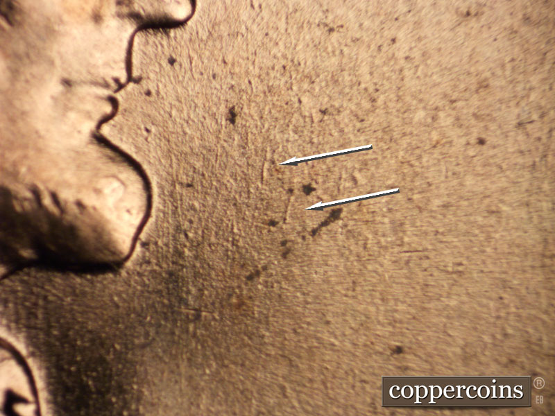 Die-stage B marker on 1958D•1MM•004 (1958 Repunched Mint Mark).