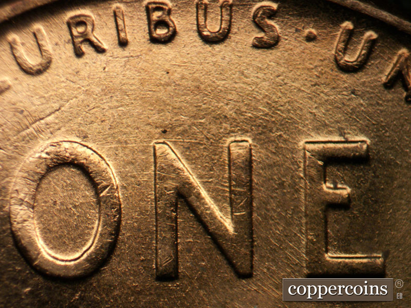 Die-stage B marker on 1958D•1MM•009 (1958 Repunched Mint Mark).