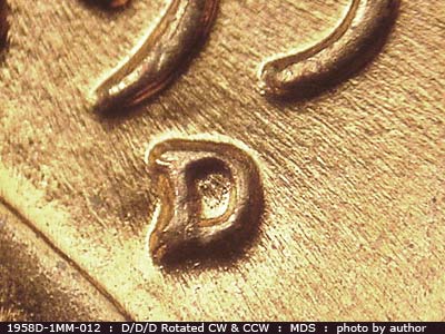 1958 Lincoln cent obverse, CopperCoins die 1958D•1MM•012.