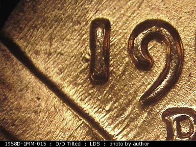 Die-stage C marker on 1958D•1MM•015 (1958 Repunched Mint Mark).