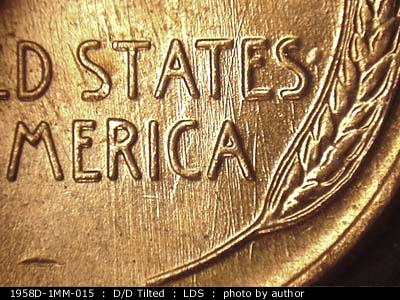 Die-stage C marker on 1958D•1MM•015 (1958 Repunched Mint Mark).