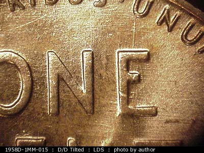 Die-stage C marker on 1958D•1MM•015 (1958 Repunched Mint Mark).