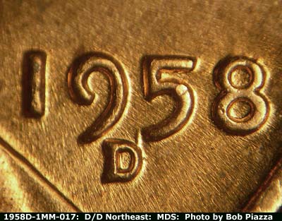 1958 Lincoln cent obverse, CopperCoins die 1958D•1MM•017.