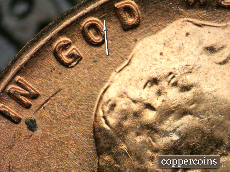 Die-stage C marker on 1958D•1MM•017 (1958 Repunched Mint Mark).