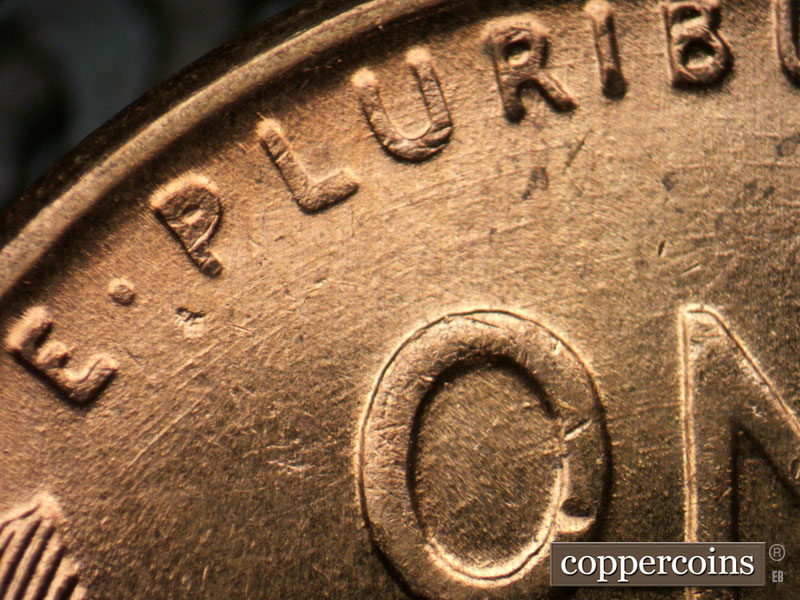 Die-stage C marker on 1958D•1MM•017 (1958 Repunched Mint Mark).
