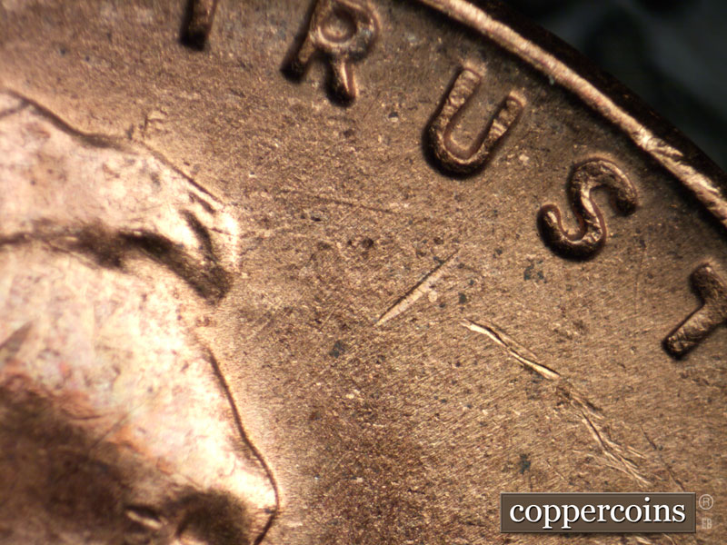 Die-stage C marker on 1958D•1MM•019 (1958 Repunched Mint Mark).