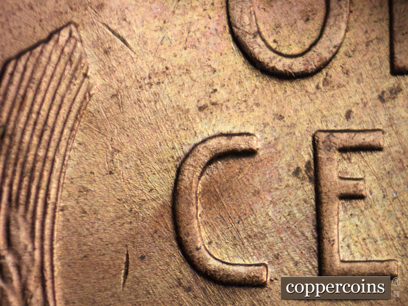 Die-stage C marker on 1958D•1MM•019 (1958 Repunched Mint Mark).