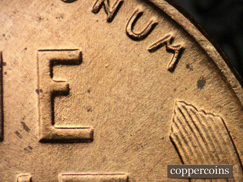 Die-stage A marker on 1958D•1MM•020 (1958 Repunched Mint Mark).