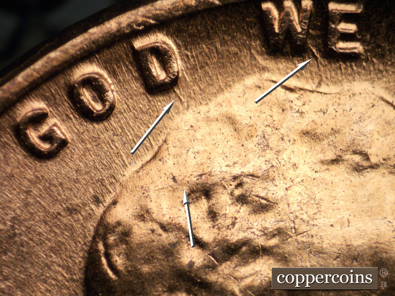 Die-stage C marker on 1958D•1MM•021 (1958 Repunched Mint Mark).