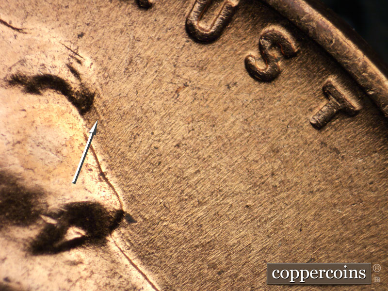 Die-stage C marker on 1958D•1MM•021 (1958 Repunched Mint Mark).
