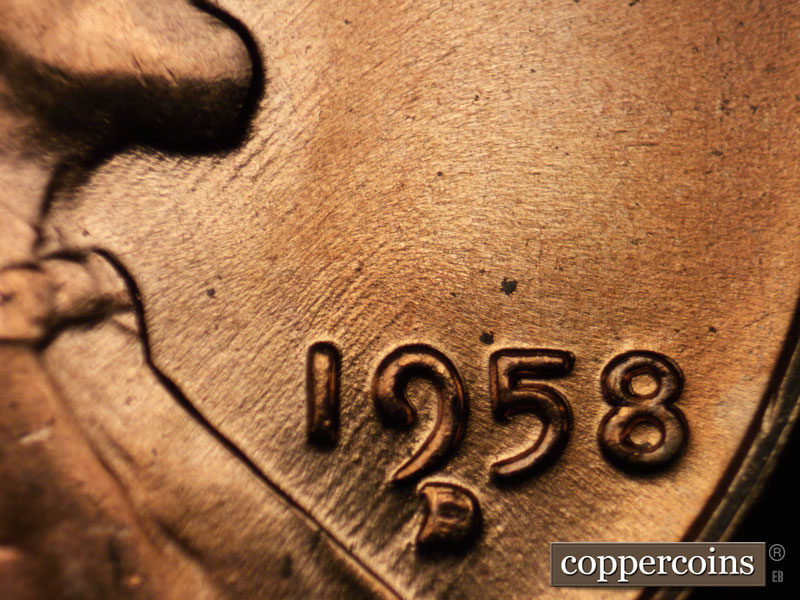 Die-stage C marker on 1958D•1MM•023 (1958 Repunched Mint Mark).
