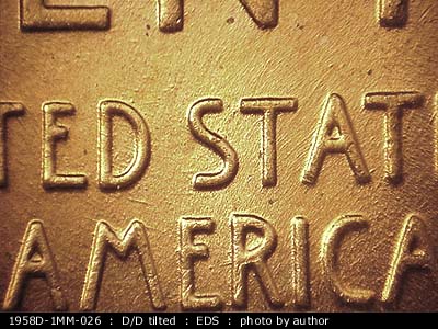 Die-stage A marker on 1958D•1MM•026 (1958 Repunched Mint Mark).