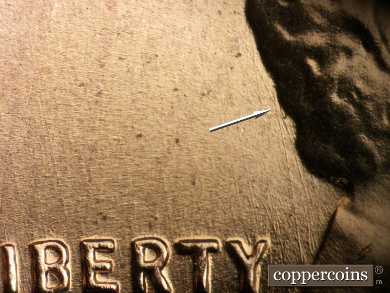 Die-stage B marker on 1958D•1MM•026 (1958 Repunched Mint Mark).