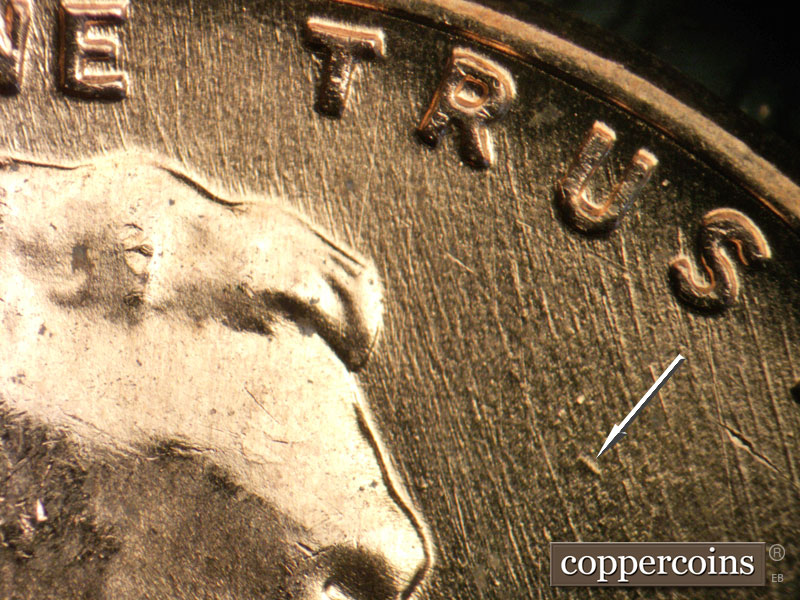 Die-stage B marker on 1958D•1MM•026 (1958 Repunched Mint Mark).