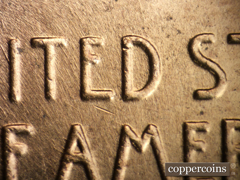 Die-stage B marker on 1958D•1MM•026 (1958 Repunched Mint Mark).