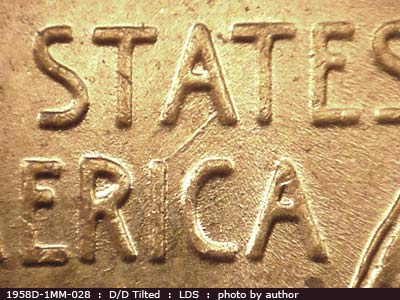 Die-stage C marker on 1958D•1MM•028 (1958 Repunched Mint Mark).