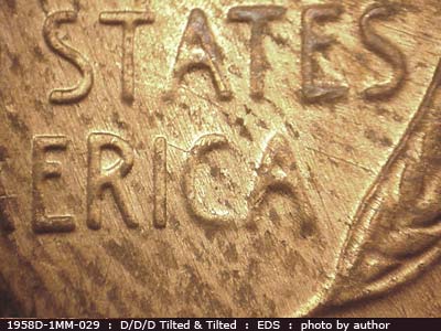 Die-stage A marker on 1958D•1MM•029 (1958 Repunched Mint Mark).