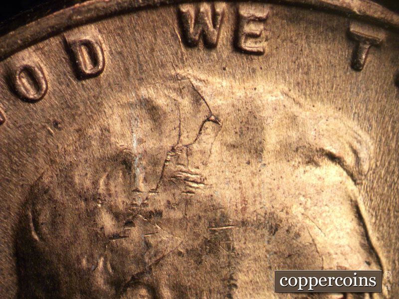 Die-stage C marker on 1958D•1MM•030 (1958 Repunched Mint Mark).