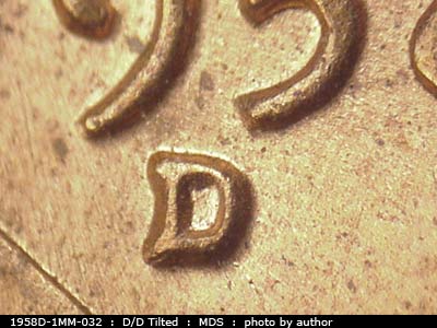 1958 Lincoln cent obverse, CopperCoins die 1958D•1MM•032.