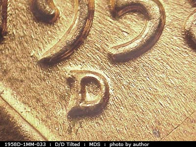 1958 Lincoln cent obverse, CopperCoins die 1958D•1MM•033.