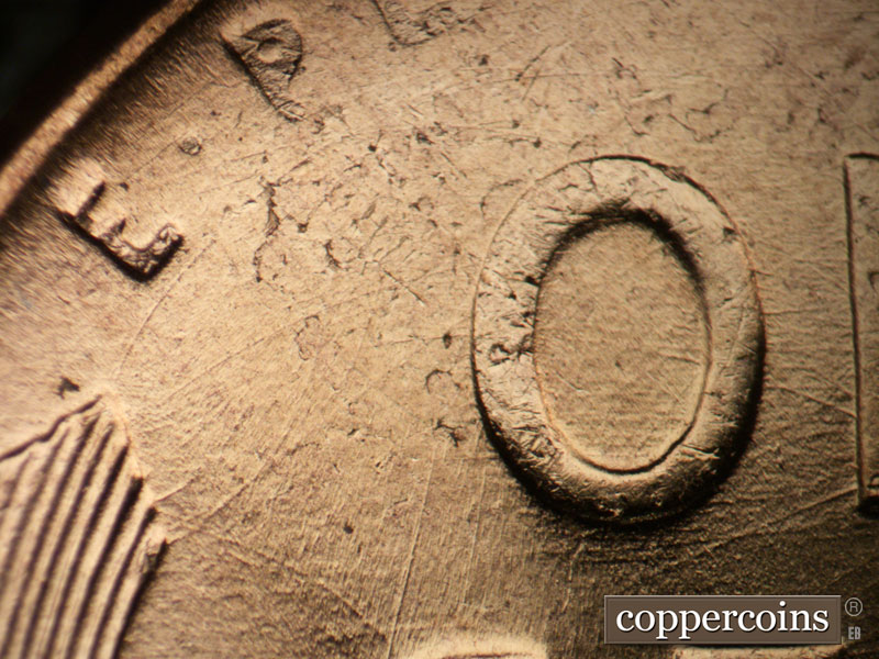Die-stage C marker on 1958D•1MM•035 (1958 Repunched Mint Mark).