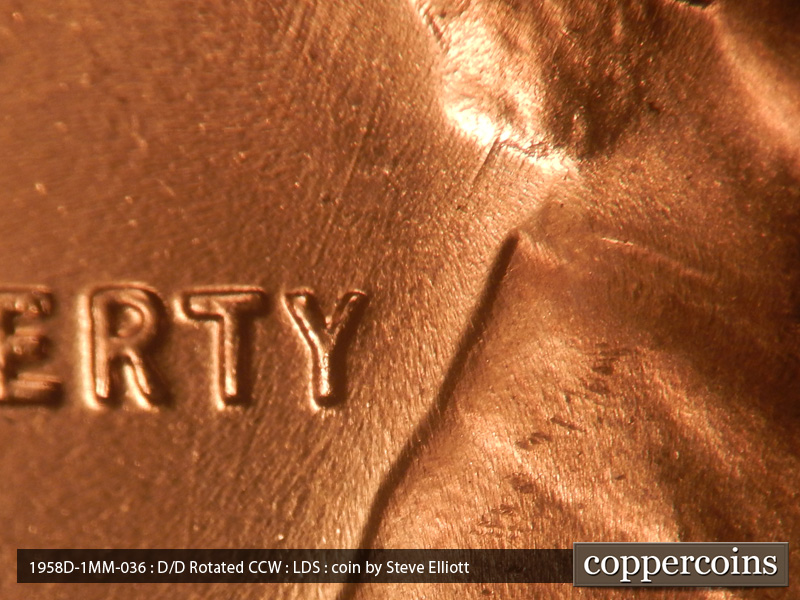 Die-stage C marker on 1958D•1MM•036 (1958 Repunched Mint Mark).