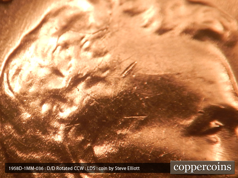 Die-stage C marker on 1958D•1MM•036 (1958 Repunched Mint Mark).