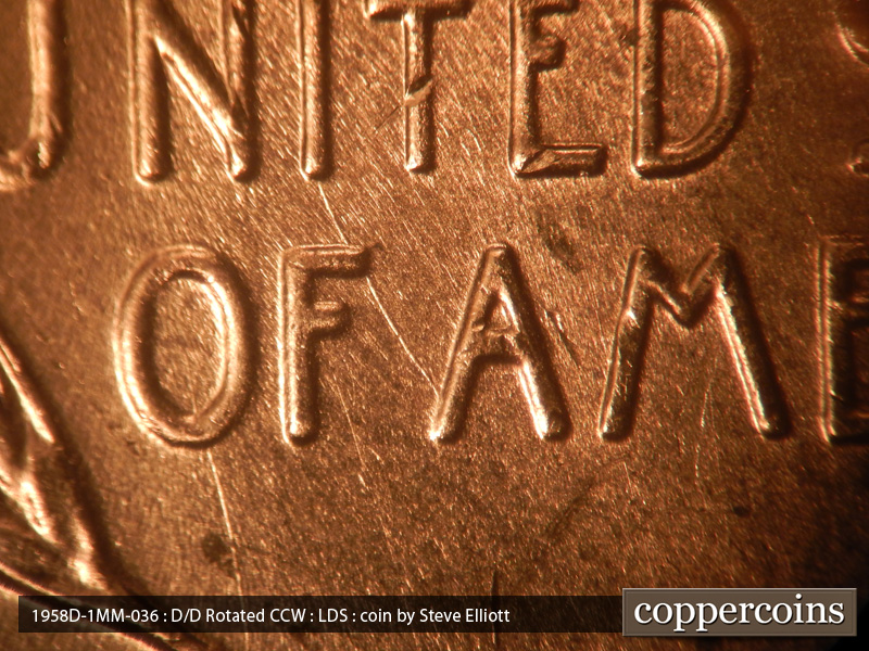 Die-stage C marker on 1958D•1MM•036 (1958 Repunched Mint Mark).
