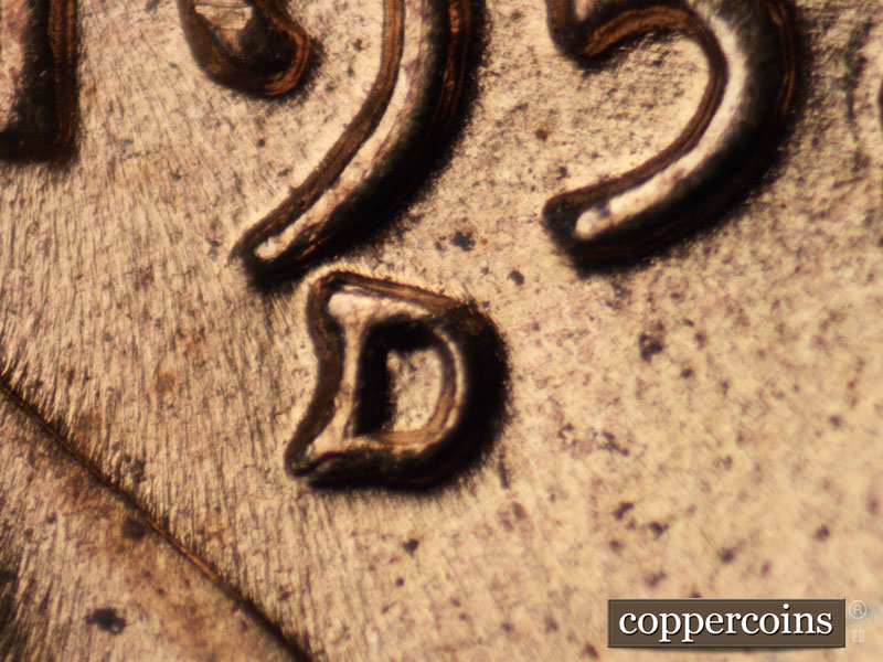 1958 Lincoln cent obverse, CopperCoins die 1958D•1MM•037.