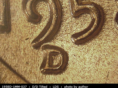 Die-stage C marker on 1958D•1MM•037 (1958 Repunched Mint Mark).