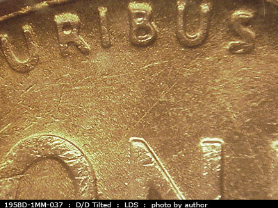 Die-stage C marker on 1958D•1MM•037 (1958 Repunched Mint Mark).