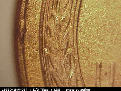 Die-stage C marker on 1958D•1MM•037 (1958 Repunched Mint Mark).